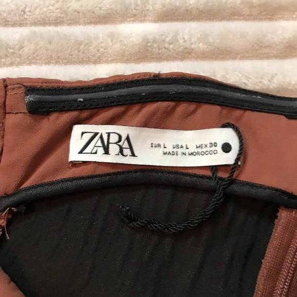 Zara Brown MIDI Bustier Dress strapless Bodycon women’s Size Large 10 12 14 - Picture 11 of 13
